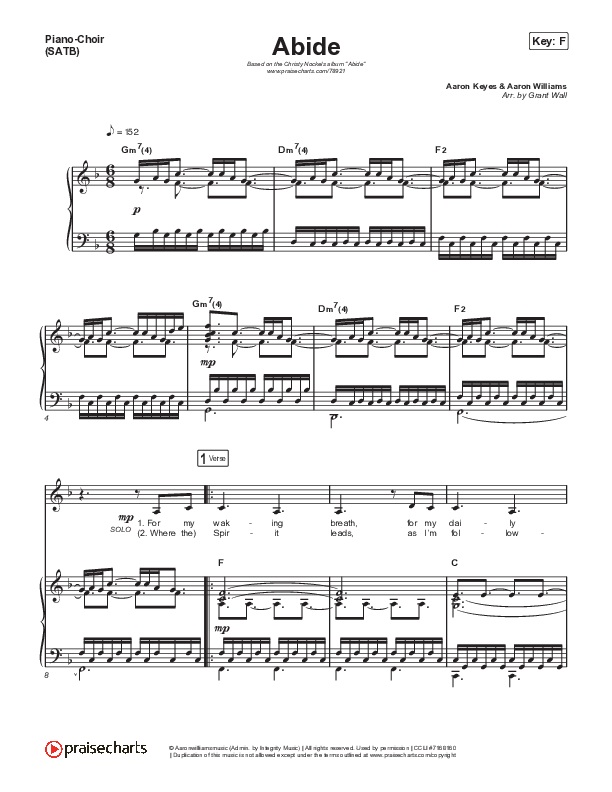 Abide Piano/Vocal (SATB) (Christy Nockels)