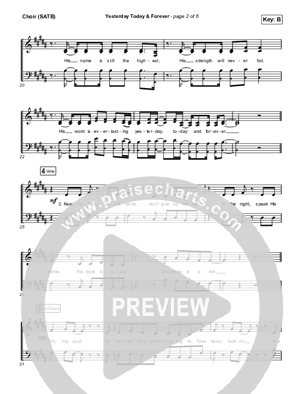 Yesterday Today And Forever (Live From Passion 2022) Vocal Sheet (SATB) (Passion)