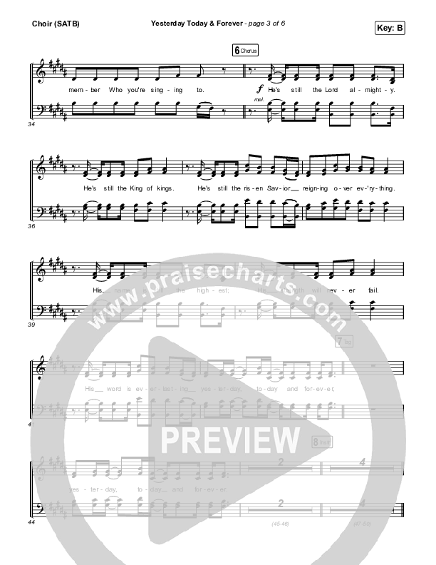 Yesterday Today And Forever (Live From Passion 2022) Vocal Sheet (SATB) (Passion)