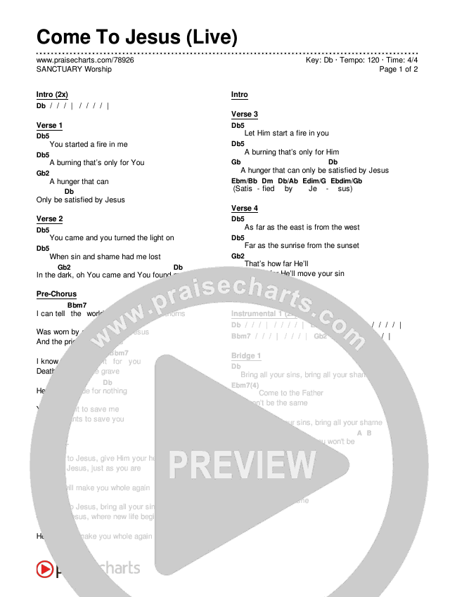 Come To Jesus (Live) Chords & Lyrics (SANCTUARY Worship)