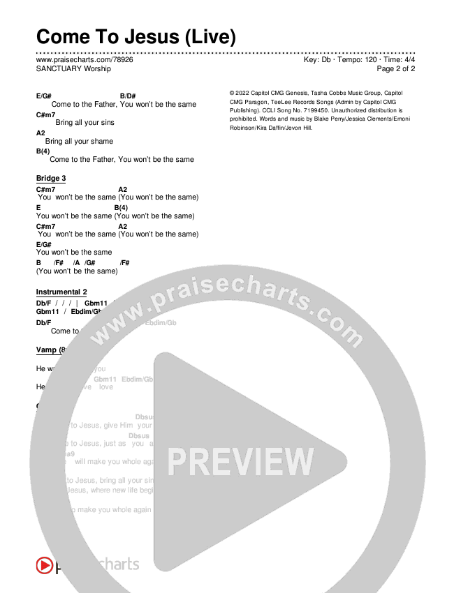 Come To Jesus (Live) Chords & Lyrics (SANCTUARY Worship)