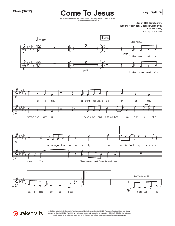 Come To Jesus (Live) Choir Sheet (SATB) (SANCTUARY Worship)