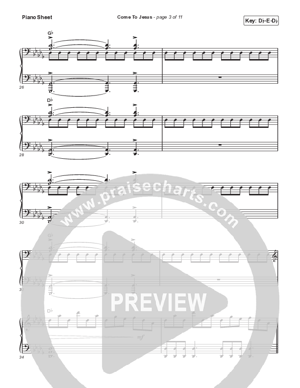 Come To Jesus (Live) Piano Sheet (SANCTUARY Worship)