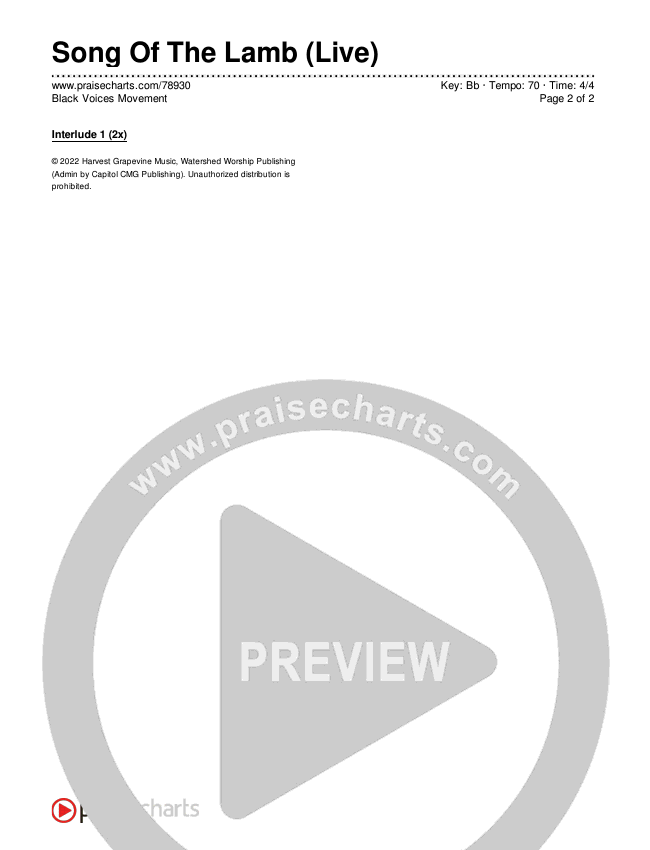 Song Of The Lamb (Live) Chords & Lyrics (Black Voices Movement)