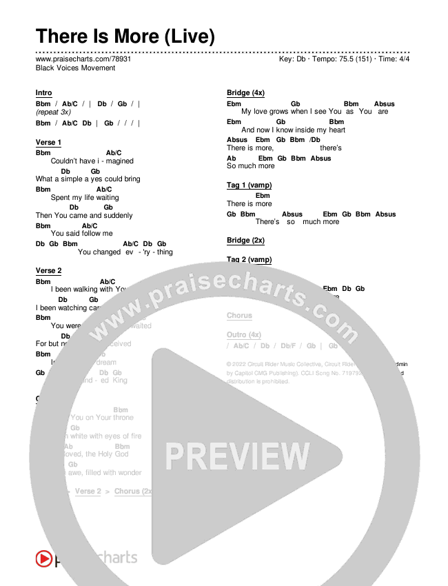 There Is More (Live) Chords & Lyrics (Black Voices Movement)