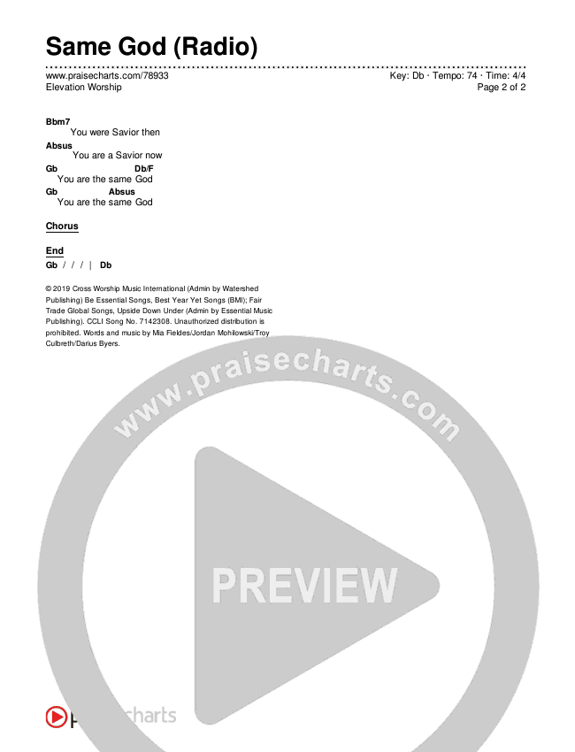 Same God (Radio) Chords & Lyrics (Elevation Worship)
