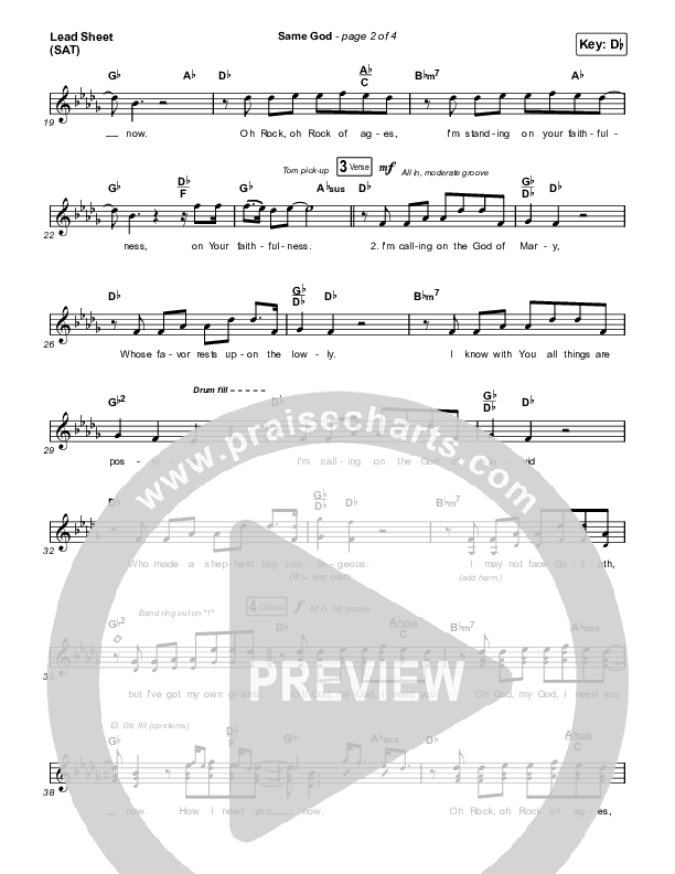 Same God (Radio) Lead Sheet (SAT) (Elevation Worship)