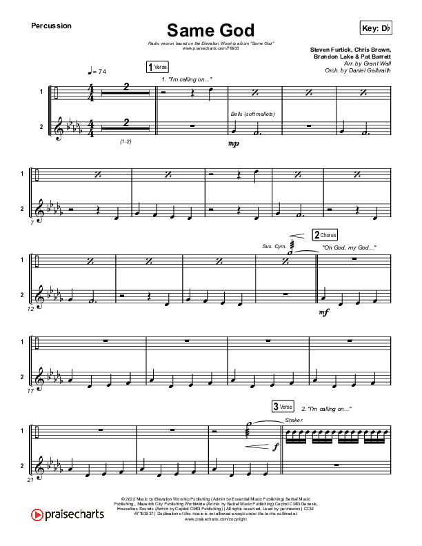 Same God (Radio) Percussion (Elevation Worship)