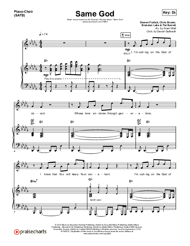 Same God (Radio) Sheet Music PDF (Elevation Worship) - PraiseCharts