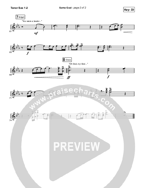 Same God (Radio) Tenor Sax 1/2 (Elevation Worship)