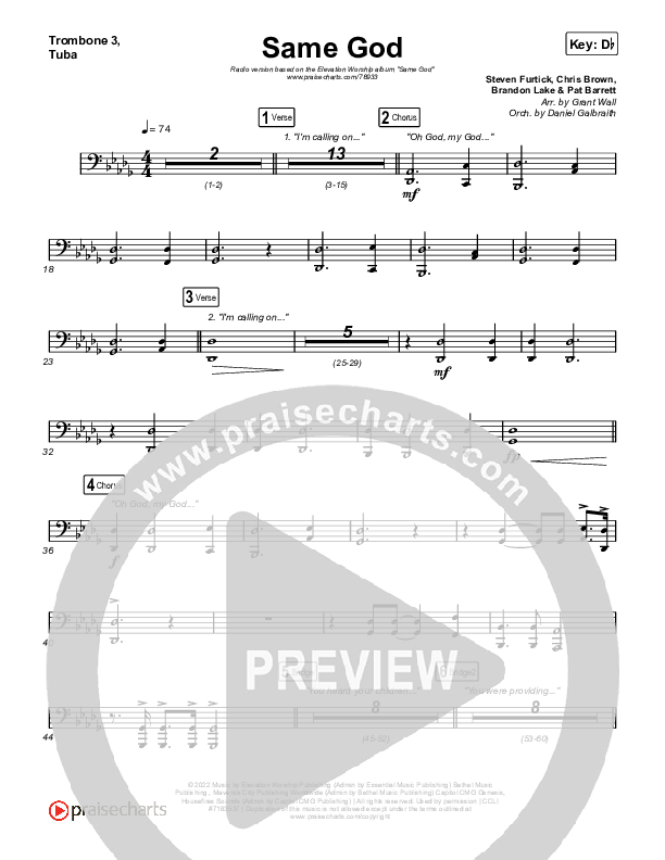 Same God (Radio) Trombone 3/Tuba (Elevation Worship)
