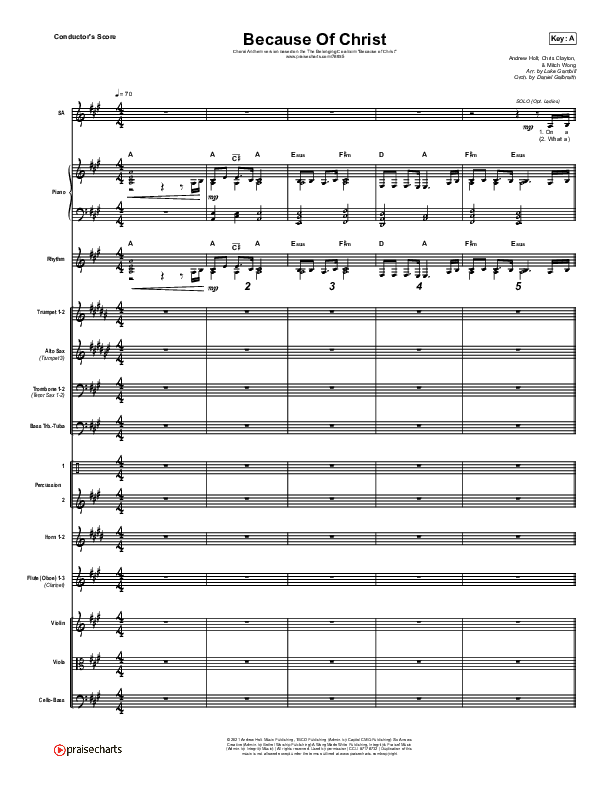 Because Of Christ (Choral Anthem SATB) Orchestration (The Belonging Co / Arr. Luke Gambill)
