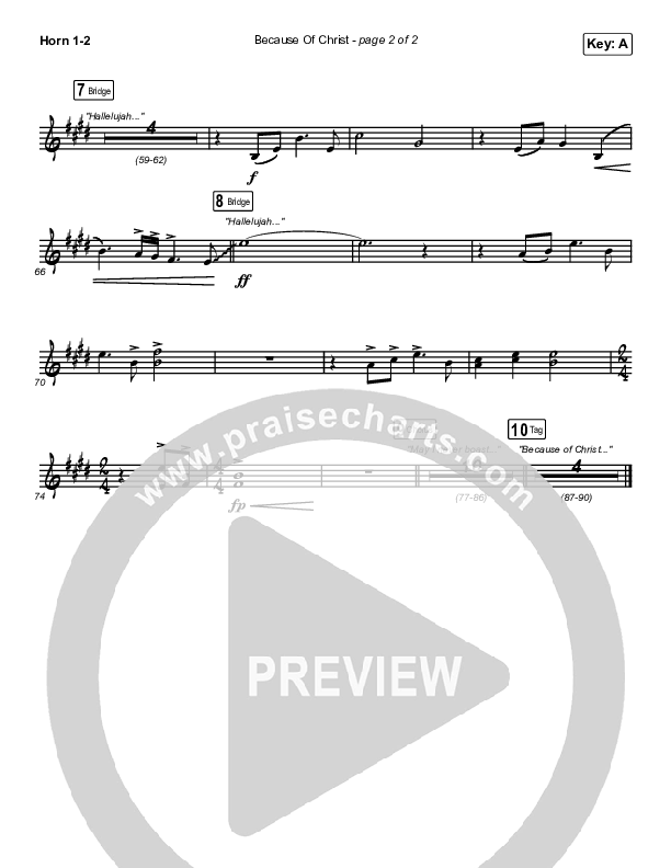 Because Of Christ (Choral Anthem SATB) French Horn 1,2 (The Belonging Co / Arr. Luke Gambill)