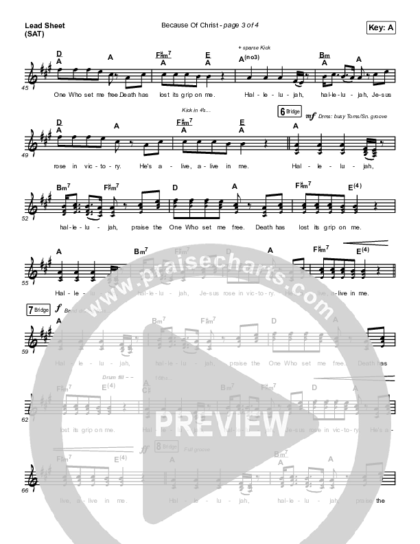 Because Of Christ (Choral Anthem SATB) Lead Sheet (SAT) (The Belonging Co / Arr. Luke Gambill)