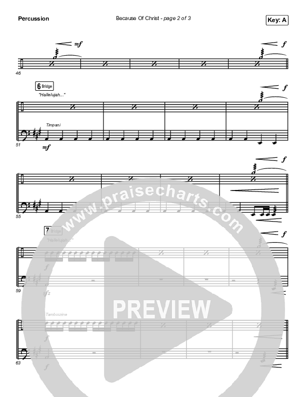 Because Of Christ (Choral Anthem SATB) Percussion (The Belonging Co / Arr. Luke Gambill)