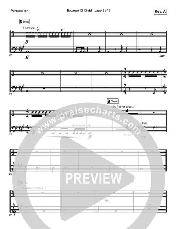 Because Of Christ (Choral Anthem SATB) Percussion (The Belonging Co / Arr. Luke Gambill)