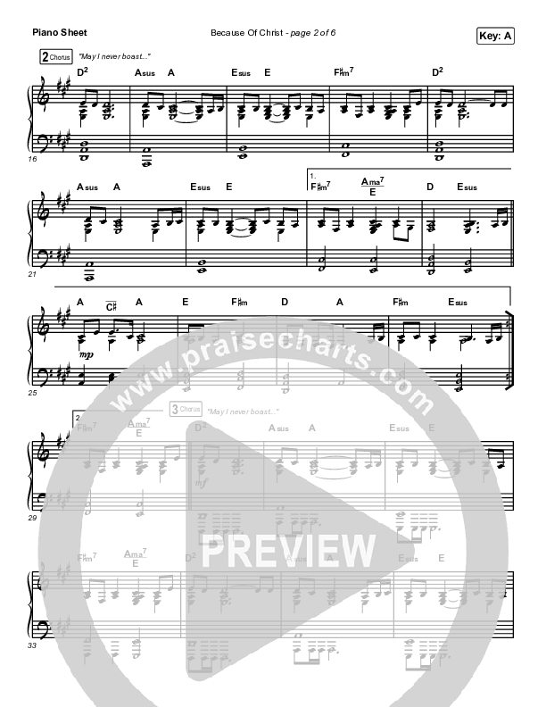 Because Of Christ (Choral Anthem SATB) Piano Sheet (The Belonging Co / Arr. Luke Gambill)