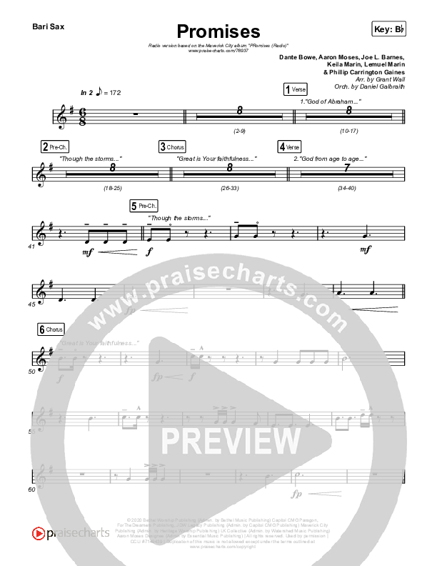 Promises (Radio) Bari Sax (Maverick City Music / Joe L. Barnes / Naomi Raine)
