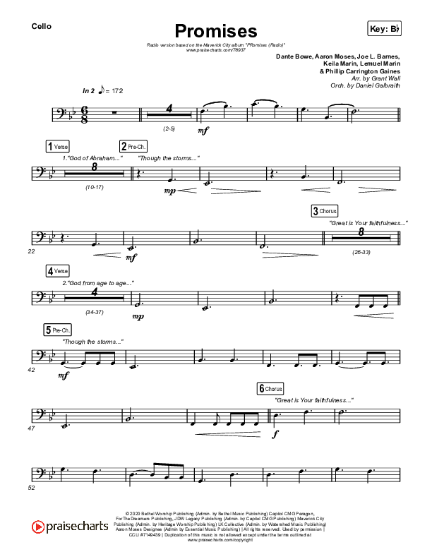 Promises (Radio) Cello (Maverick City Music / Joe L. Barnes / Naomi Raine)