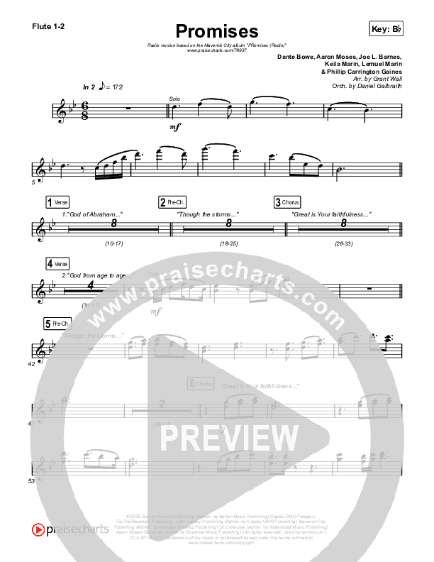Promises (Radio) Flute 1/2 (Maverick City Music / Joe L. Barnes / Naomi Raine)