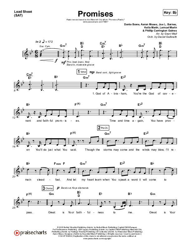 Promises (Radio) Lead Sheet (SAT) (Maverick City Music / Joe L. Barnes / Naomi Raine)