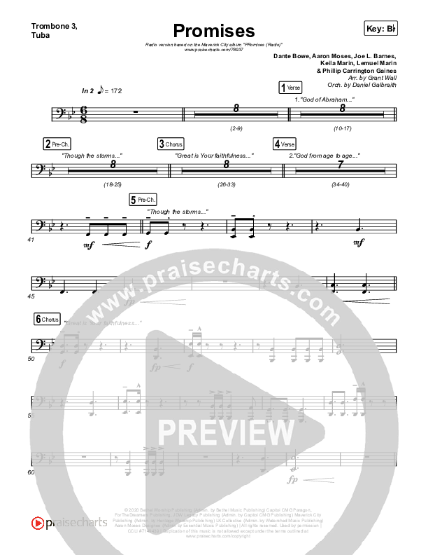 Promises (Radio) Trombone 3/Tuba (Maverick City Music / Joe L. Barnes / Naomi Raine)