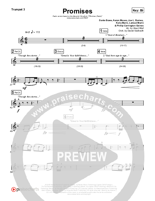 Promises (Radio) Trumpet 3 (Maverick City Music / Joe L. Barnes / Naomi Raine)