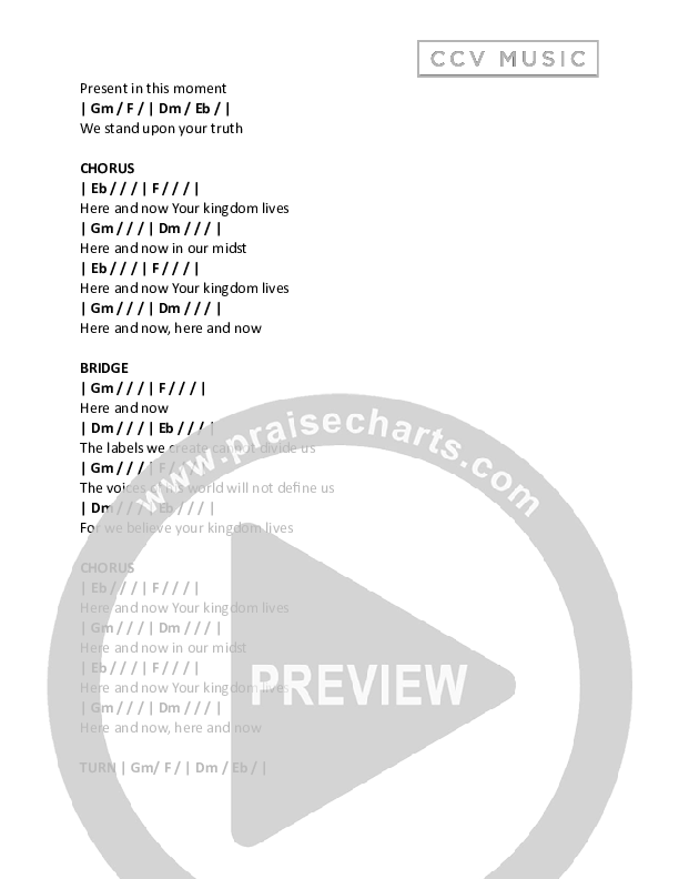 Here & Now (Live) Chord Chart (CCV Music)