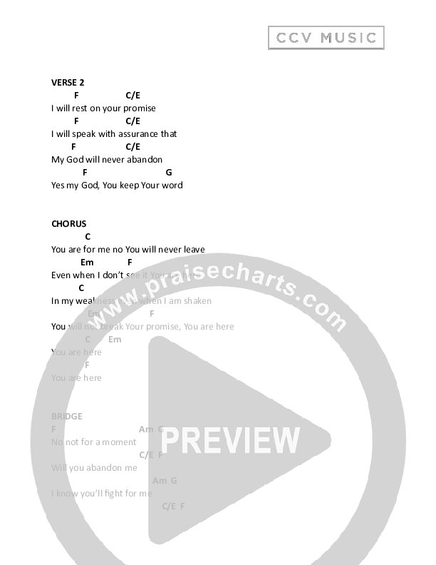 You Are Here (Live) Chord Chart (CCV Music)