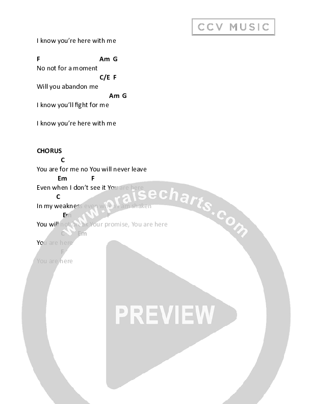 You Are Here (Live) Chord Chart (CCV Music)
