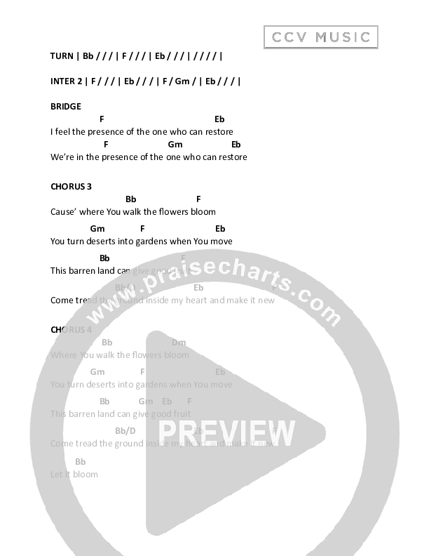 Bloom (Live) Chord Chart (CCV Music)