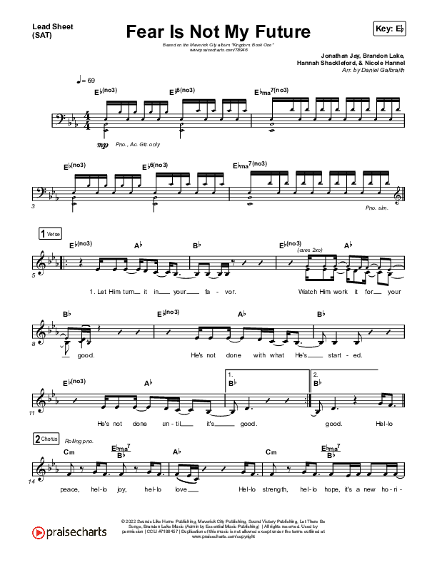 Fear Is Not My Future Lead Sheet (SAT) (Maverick City Music / Kirk Franklin / Brandon Lake / Chandler Moore)