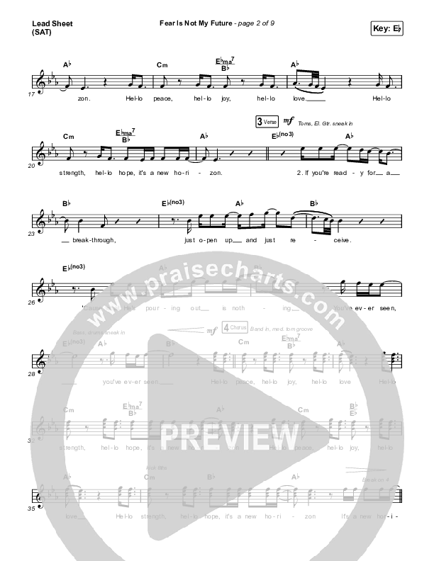 Fear Is Not My Future Lead Sheet (SAT) (Maverick City Music / Kirk Franklin / Brandon Lake / Chandler Moore)