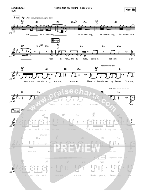 Fear Is Not My Future Lead Sheet (SAT) (Maverick City Music / Kirk Franklin / Brandon Lake / Chandler Moore)