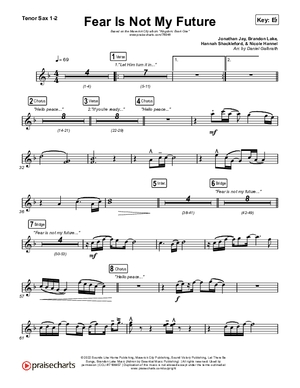 Fear Is Not My Future Tenor Sax 1/2 (Maverick City Music / Kirk Franklin / Brandon Lake / Chandler Moore)