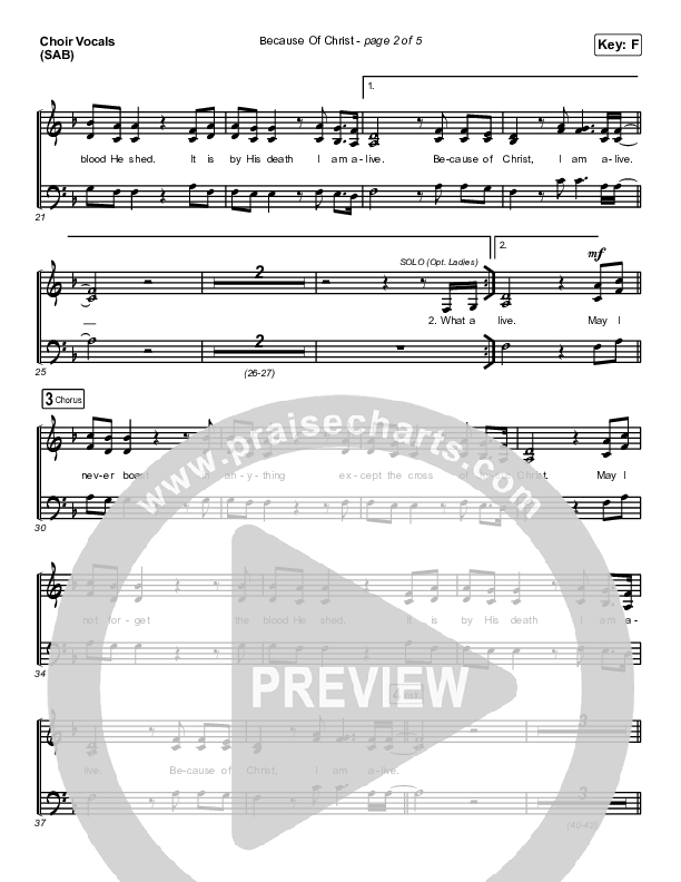 Because Of Christ (Worship Choir SAB) Choir Sheet (SAB) (The Belonging Co / Arr. Luke Gambill)