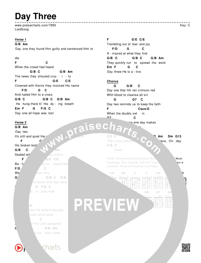 Day Three Chords & Lyrics (LordSong)