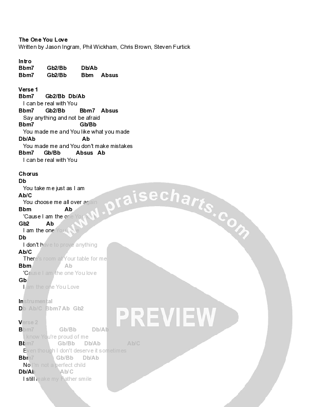 The One You Love Chord Chart (Maverick City Music / Kirk Franklin / Chandler Moore / Brandon Lake / Dante Bowe)