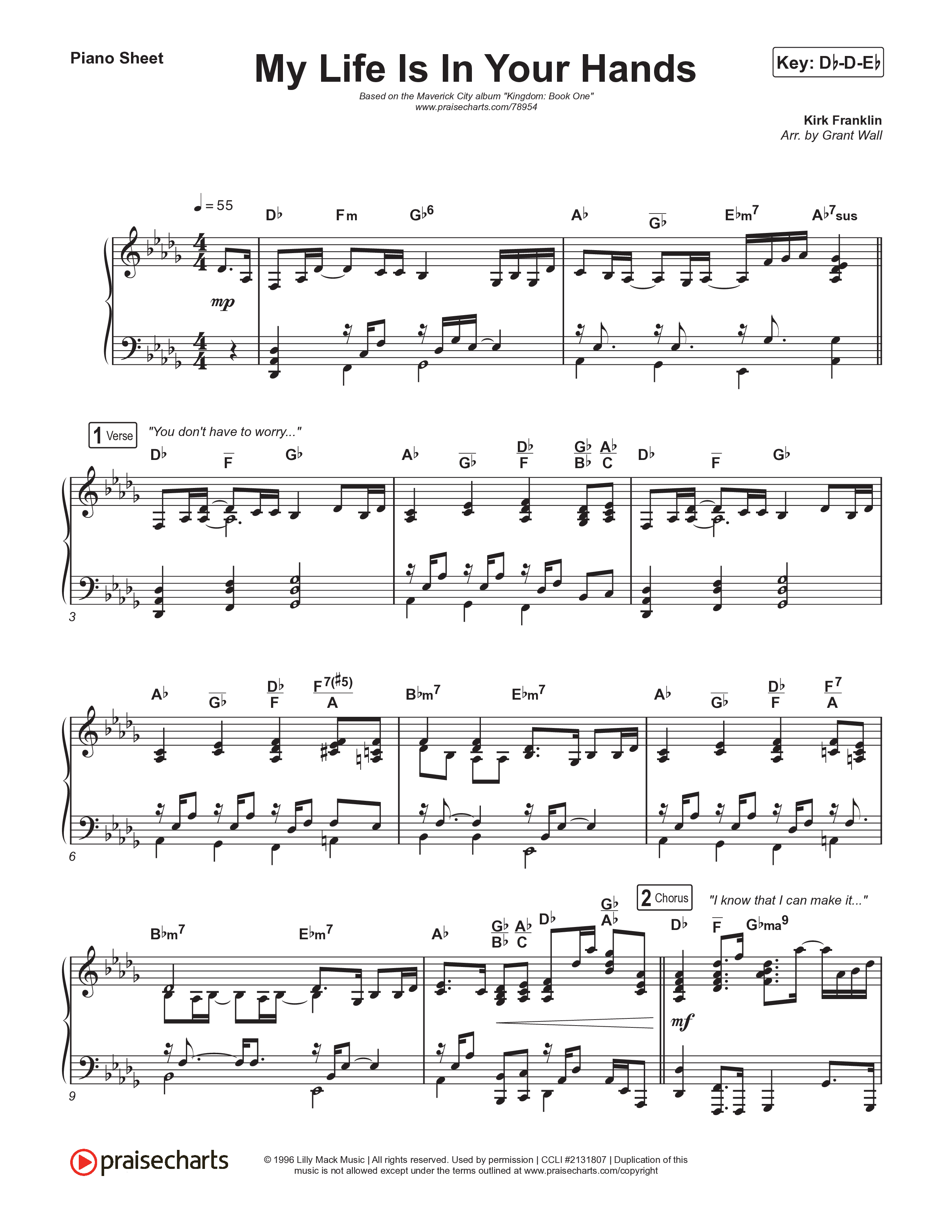 My Life Is In Your Hands (Whole World / Jesus Loves Me) Piano Sheet (Maverick City Music / Kirk Franklin / Chandler Moore)