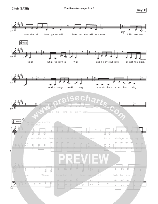 You Remain (Live) Choir Vocals (SATB) (Meredith Mauldin / UPPERROOM / Elyssa Smith)