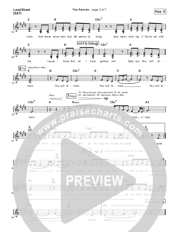 You Remain (Live) Lead Sheet (SAT) (Meredith Mauldin / UPPERROOM / Elyssa Smith)