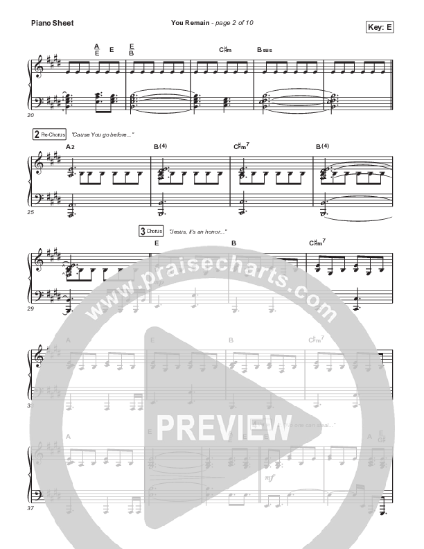 You Remain (Live) Piano Sheet (Meredith Mauldin / UPPERROOM / Elyssa Smith)