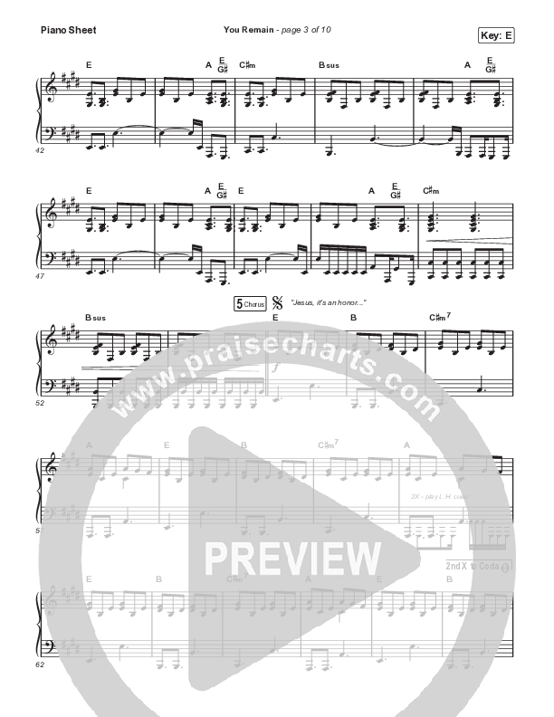 You Remain (Live) Piano Sheet (Meredith Mauldin / UPPERROOM / Elyssa Smith)