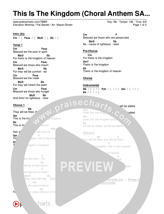 This Is The Kingdom (Choral Anthem SATB) Chords & Lyrics (Elevation Worship / Pat Barrett / Arr. Mason Brown)