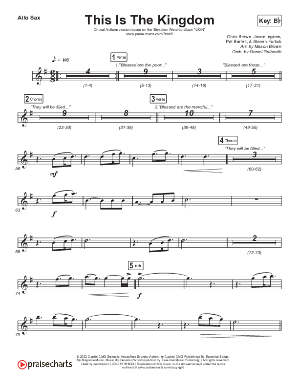 This Is The Kingdom (Choral Anthem SATB) Alto Sax (Elevation Worship / Pat Barrett / Arr. Mason Brown)