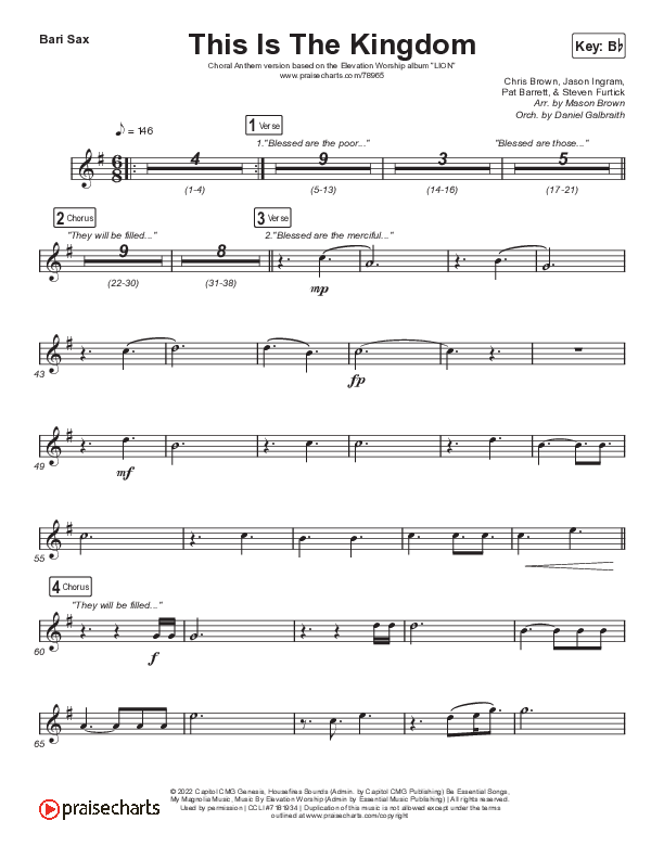 This Is The Kingdom (Choral Anthem SATB) Bari Sax (Elevation Worship / Pat Barrett / Arr. Mason Brown)
