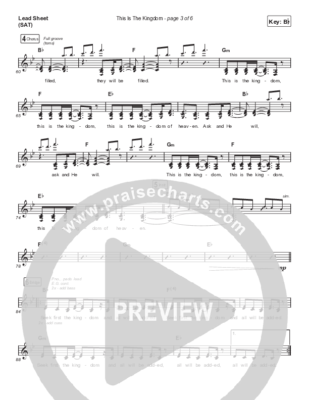 This Is The Kingdom (Choral Anthem SATB) Lead Sheet (SAT) (Elevation Worship / Pat Barrett / Arr. Mason Brown)