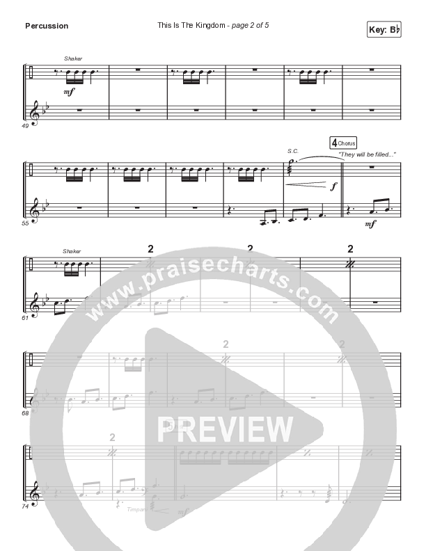 This Is The Kingdom (Choral Anthem SATB) Percussion (Elevation Worship / Pat Barrett / Arr. Mason Brown)