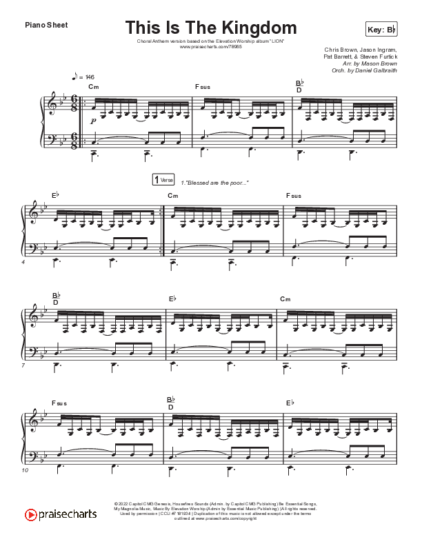 This Is The Kingdom (Choral Anthem SATB) Piano Sheet (Elevation Worship / Pat Barrett / Arr. Mason Brown)