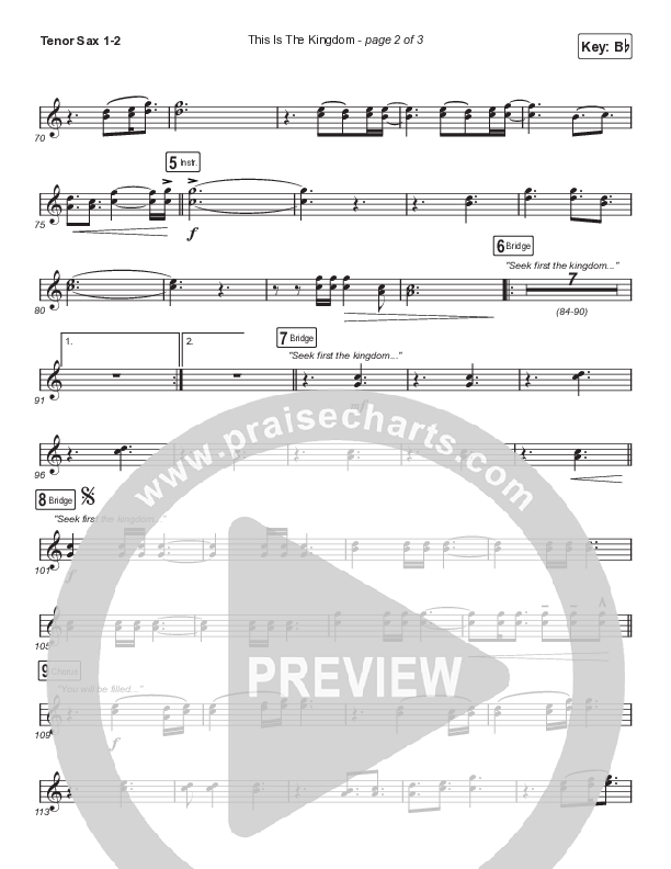 This Is The Kingdom (Choral Anthem SATB) Tenor Sax 1,2 (Elevation Worship / Pat Barrett / Arr. Mason Brown)